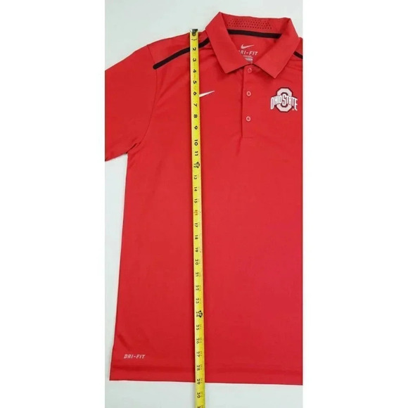 Nike Size Small Mens Dri Fit Ohio State Buckeyes Red Neck Vent Short Sleeve Polo - Picture 8 of 10